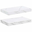 Væghylde 2 pcs Hvid marmor 40 x 23,5 x 4 cm Konstrueret træ