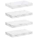 Væghylde 4 pcs Hvid marmor 40 x 23,5 x 4 cm Konstrueret træ