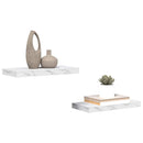 Væghylde 2 pcs Hvid marmor 50 x 23,5 x 4 cm Konstrueret træ