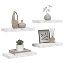 Væghylde 4 pcs Hvid marmor 50 x 23,5 x 4 cm Konstrueret træ