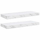 Væghylde 2 pcs Hvid marmor 60 x 23,5 x 4 cm Konstrueret træ