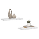 Væghylde 2 pcs Hvid marmor 60 x 23,5 x 4 cm Konstrueret træ