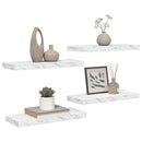 Væghylde 4 pcs Hvid marmor 60 x 23 x 4 cm Konstrueret træ