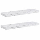 Væghylde 2 pcs Hvid marmor 90 x 23,5 x 4 cm Konstrueret træ