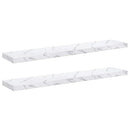 Væghylde 2 pcs Hvid marmor 120 x 23,5 x 4 cm Konstrueret træ