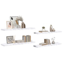 Væghylde 4 pcs Hvid marmor 120 x 23,5 x 4 cm Konstrueret træ