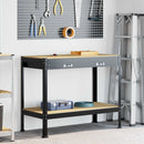 Værksted med skuffe Sort 114 x 54 x 91 cm Samlet træ og metal