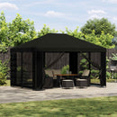 Pavillon 4 × 3 m Sort Polyester og Stål 190 gsm
