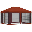 Pavillon med sidetapper 4 × 3 m Terrakotta Polyester og Stål