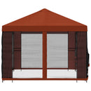 Pavillon med sidetapper 4 × 3 m Terrakotta Polyester og Stål