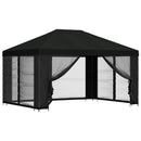 Pavillon med sidetapper 4 × 3 m Sort Polyester og Stål 190 gsm