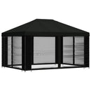 Pavillon med sidetapper 4 × 3 m Sort Polyester og Stål 190 gsm