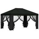Pavillon med sidetapper 4 × 3 m Sort Polyester og Stål 190 gsm