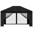 Pavillon med sidetapper 4 × 3 m Sort Polyester og Stål 190 gsm