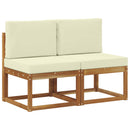 2 Stk Udendørs Mellem Sofa Massivt Akacietræ