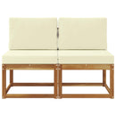 2 Stk Udendørs Mellem Sofa Massivt Akacietræ