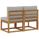 2 Stk Udendørs Mellem Sofa Massivt Akacietræ Naturfarvet
