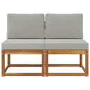 2 Stk Udendørs Mellem Sofa Massivt Akacietræ Naturfarvet