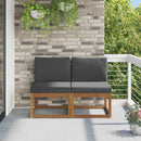 2 Stk Udendørs Mellem Sofa Massivt Akacietræ