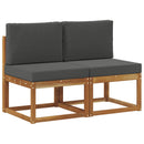 2 Stk Udendørs Mellem Sofa Massivt Akacietræ
