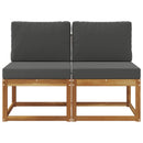 2 Stk Udendørs Mellem Sofa Massivt Akacietræ