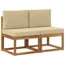 2 Stk Udendørs Mellem Sofa Massivt Akacietræ Naturfarvet