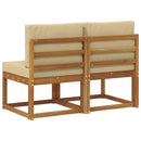 2 Stk Udendørs Mellem Sofa Massivt Akacietræ Naturfarvet