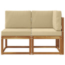Udendørs midter- og hjørnesofa med pude 2 Stk Naturlig og Beige