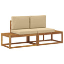 Udendørs Modulsofa 2 Stk Naturlig og Beige Massivt Akacietræ