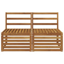 2 Stk Udendørs Mellem Sofa Massivt Akacietræ Naturfarvet