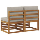 2 Stk Udendørs Mellem Sofa Massivt Akacietræ Naturfarvet