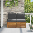 2 Stk Udendørs Mellem Sofa Massivt Akacietræ Naturfarvet
