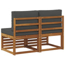 2 Stk Udendørs Mellem Sofa Massivt Akacietræ Naturfarvet