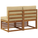 2 Stk Udendørs Mellem Sofa Massivt Akacietræ Naturfarvet