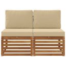 2 Stk Udendørs Mellem Sofa Massivt Akacietræ Naturfarvet