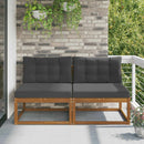 Udendørs Mellem Sofa med pude 2 Stk Naturfarvet
