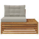 Udendørs end sofa 3 Stk Naturlig og Lys Grå 115 x 83 x 73 cm