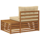 Udendørs end sofa 3 Stk Naturlig og Beige 115 x 83 x 73 cm