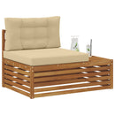 Udendørs end sofa 3 Stk Naturlig og Beige 115 x 83 x 73 cm