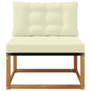Udendørs Mellem Sofa Massiv akacietræ og Textilene Naturfarvet