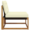 Udendørs Mellem Sofa Massiv akacietræ og Textilene Naturfarvet