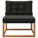 Udendørs Mellem Sofa Massiv akacietræ og Textilene Naturfarvet