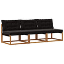 3 Stk Udendørs Mellem Sofa Massiv akacietræ og Textilene