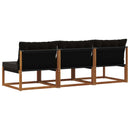 3 Stk Udendørs Mellem Sofa Massiv akacietræ og Textilene