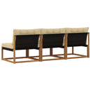 3 Stk Udendørs Mellem Sofa Massiv akacietræ og Textilene