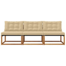 3 Stk Udendørs Mellem Sofa Massiv akacietræ og Textilene