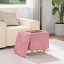 Ottoman med Opbevaring Lyserød 40 x 40 x 45 cm Fløjl