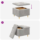Ottoman med Opbevaring Lysegrå 60 x 60 x 45 cm Fløjl
