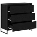 Sideboard med skuffe Sort eg 79 x 36 x 75.5 cm Konstrueret træ