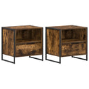 Sengebord 2 pcs Røget Eg 50 x 39,5 x 50 cm Konstrueret træ